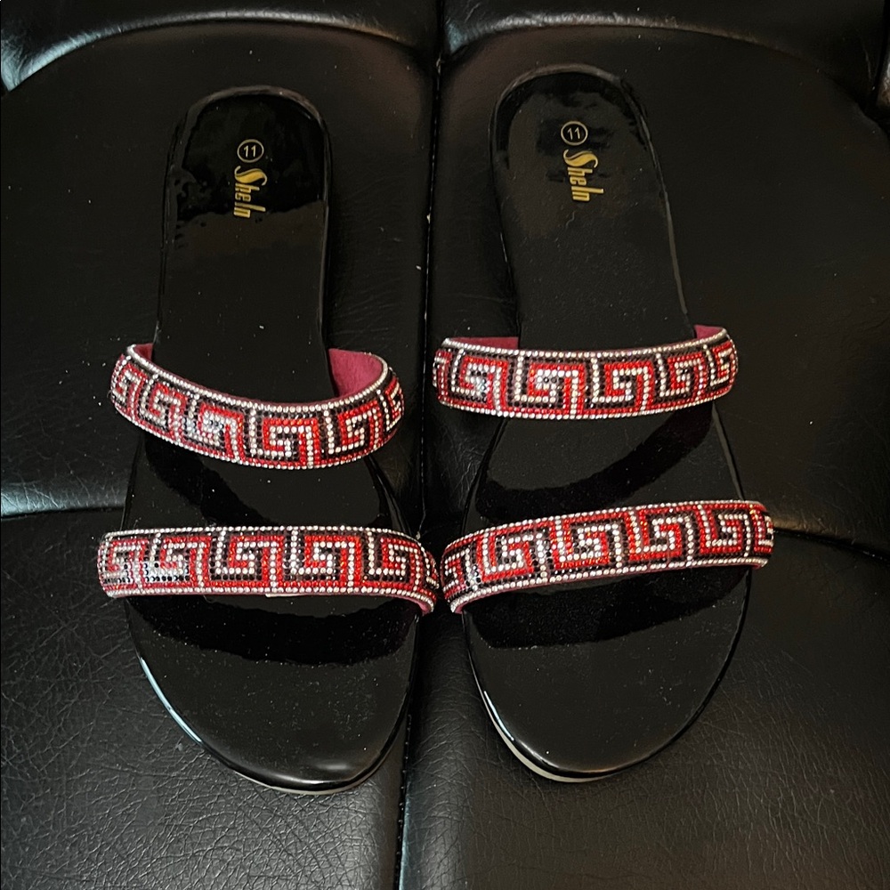 Stylish Black and Red Sandals